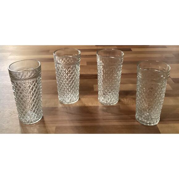 Anchor Hocking Quilted Diamond Point Tumblers Glasses 5.75" 12 oz Set of 4 - Picture 1 of 11